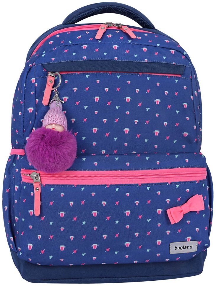 Школьный рюкзак для девочки синего цвета из текстиля Bagland Beyond 55588