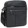 Мужская компактная сумка на плечо из фактурной кожи черного цвета Keizer (21332) - 1
