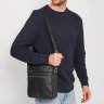 Мужская компактная сумка на плечо из фактурной кожи черного цвета Keizer (21332) - 2