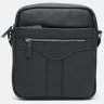 Мужская компактная сумка на плечо из фактурной кожи черного цвета Keizer (21332) - 3