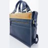 Стильная мужская сумка из натуральной кожи синяя с желтой втавкой VATTO (11730) - 3