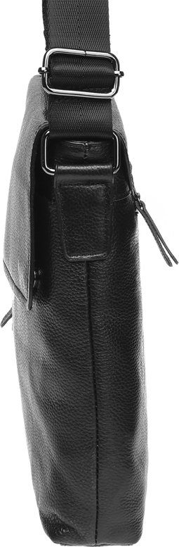Чоловіча чорна сумка на плече середнього розміру Borsa Leather (21324)