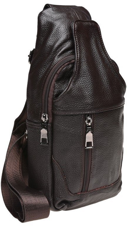 Зручна коричнева чоловіча сумка-рюкзак з натуральної шкіри Keizer (19340)