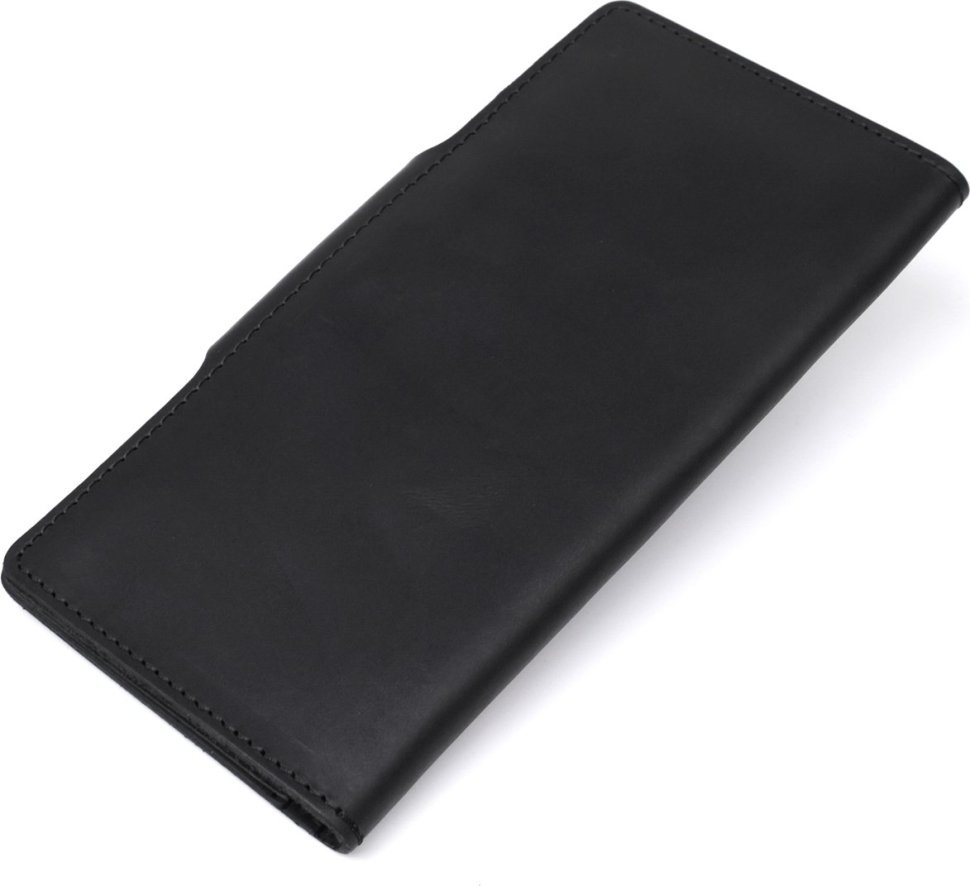 Вінтажний купюрник із натуральної шкіри чорного кольору SHVIGEL (2416165)