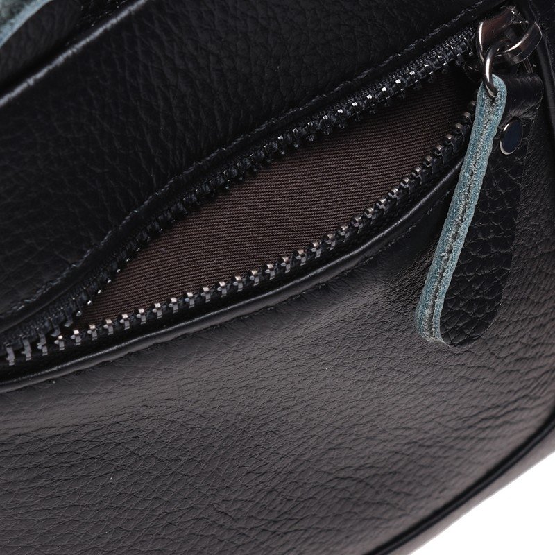 Черная наплечная мужская сумка-планшет из фактурной кожи на две молнии Borsa Leather (21424)