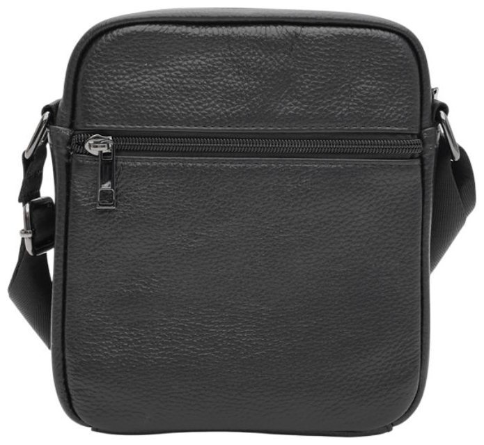 Чорна наплічна чоловіча сумка-планшет із фактурної шкіри на дві блискавки Borsa Leather (21424) modnotak фото №11