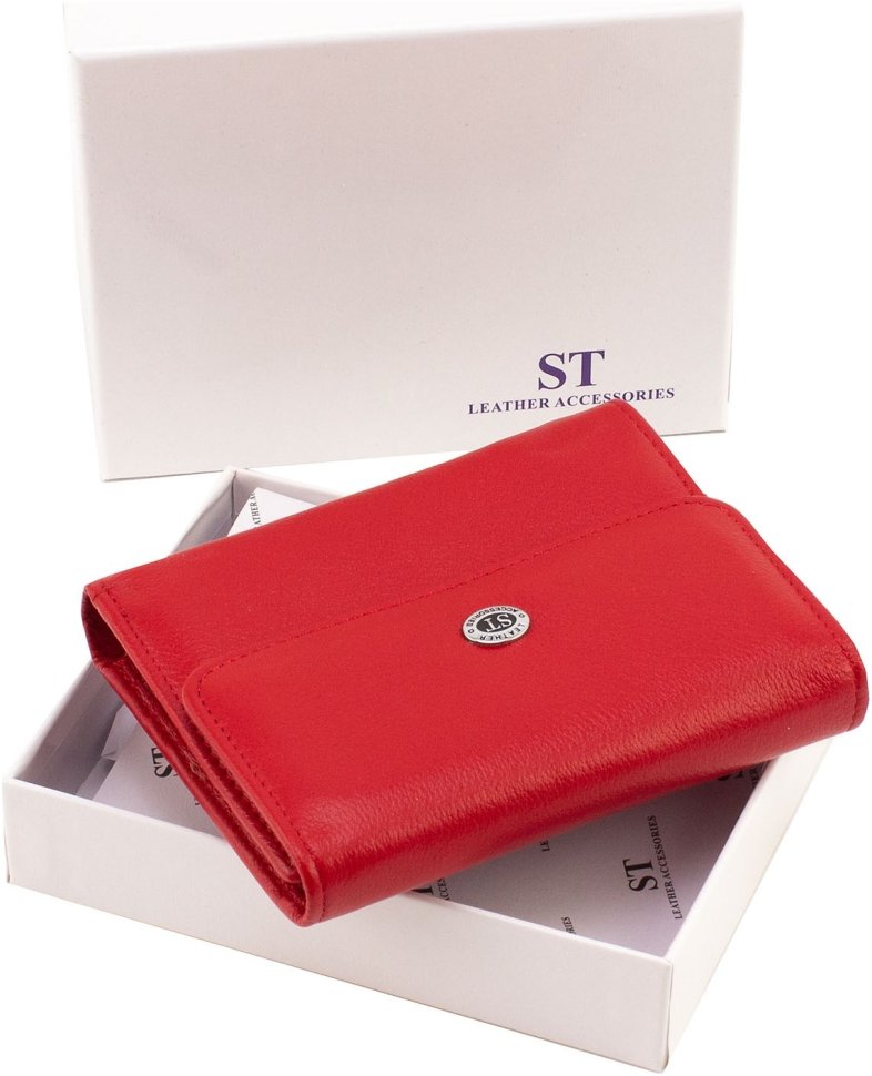 Красный женский кошелек из фактурной кожи на магните ST Leather 1767288