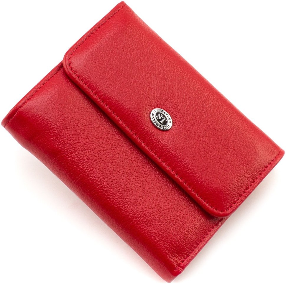 Красный женский кошелек из фактурной кожи на магните ST Leather 1767288