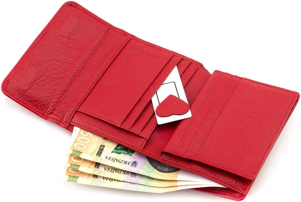 Червоний жіночий гаманець із фактурної шкіри на магніті ST Leather 1767288