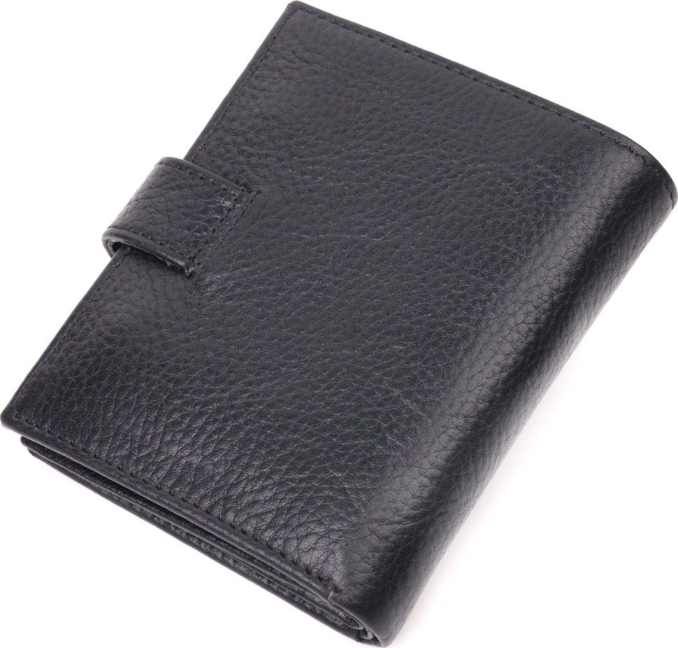 Вертикальный небольшой кожаный кошелек черного цвета KARYA (2421390)