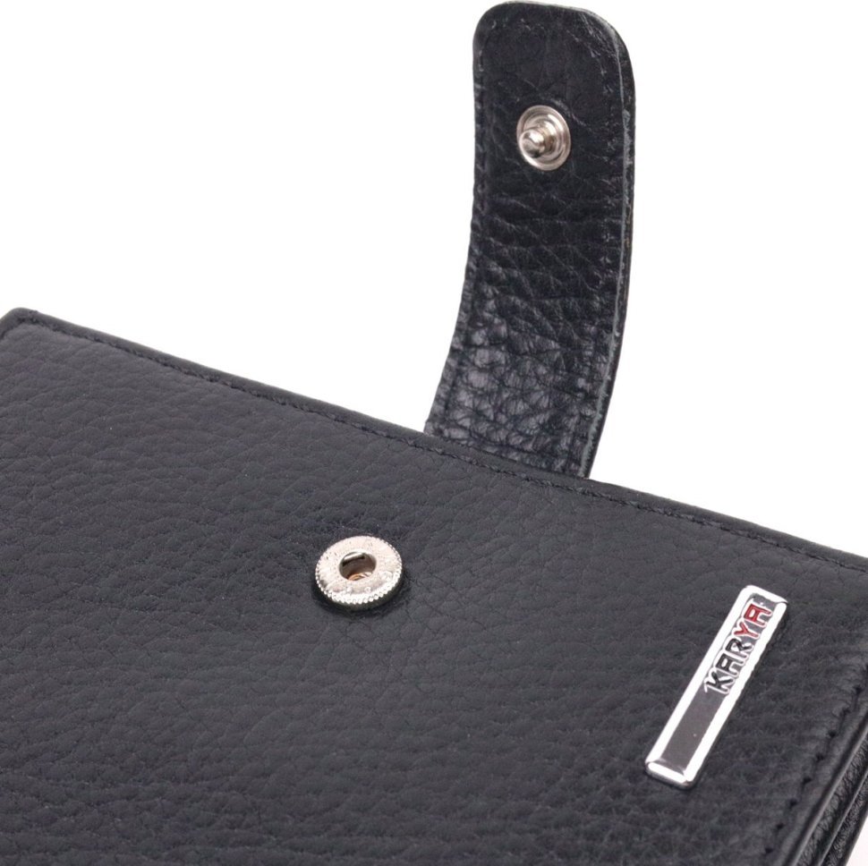 Вертикальный небольшой кожаный кошелек черного цвета KARYA (2421390)