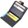Вертикальний невеликий шкіряний гаманець чорного кольору KARYA (2421390) - 4
