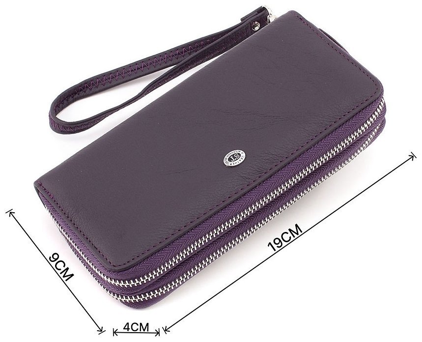 Фіолетовий жіночий гаманець із натуральної шкіри на дві блискавки ST Leather 1767388 фото №3 Фіолетовий жіночий гаманець із натуральної шкіри на дві блискавки ST Leather 1767388 modnotak фото №3
