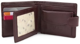 Коричневый кожаный кошелек с застежкой Tailian (16349)