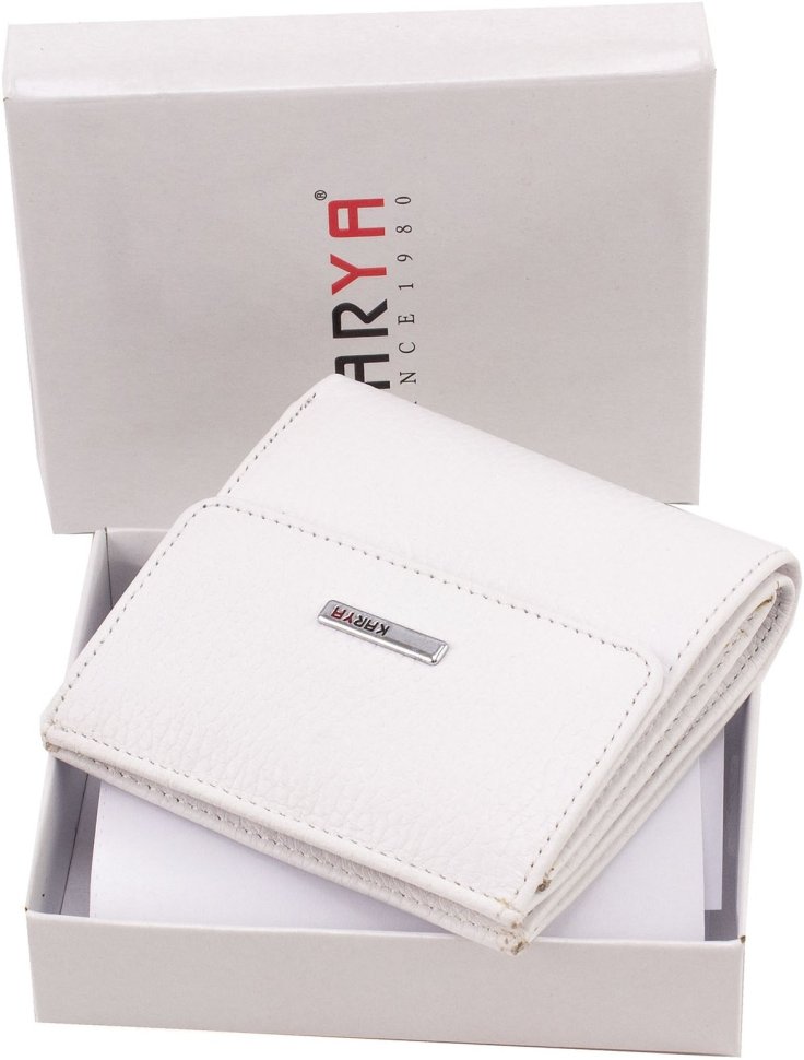 Белый женский кошелек маленького размера из натуральной кожи Karya 67488