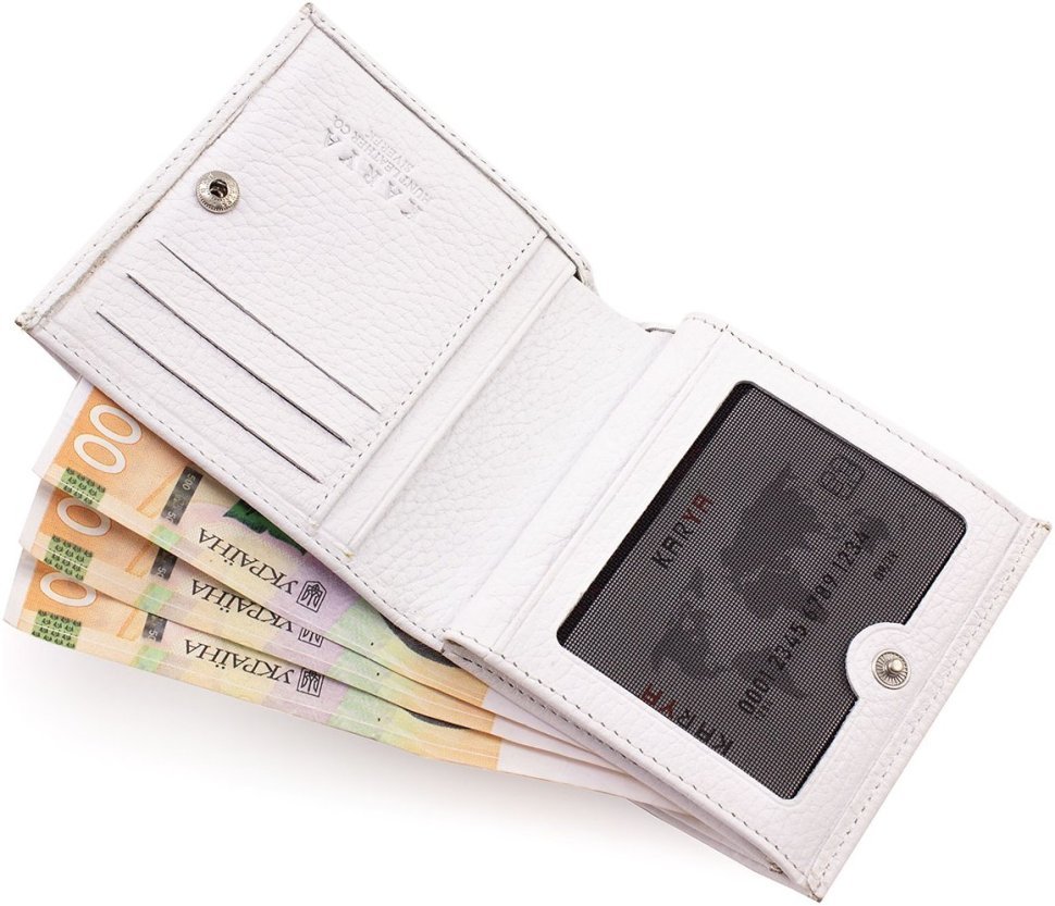 Білий жіночий гаманець маленького розміру з натуральної шкіри Karya 67488
