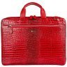 Лаковая женская сумка из кожи под фактуру кроко для ноутбука и документов Desisan 107588 красного цвета modnotak фото - 1