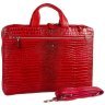 Лаковая женская сумка из кожи под фактуру кроко для ноутбука и документов Desisan 107588 красного цвета modnotak фото - 4