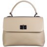 Каркасная женская сумка из кожи флотар с клапаном на поворотном замке Desisan 107688 бежевого цвета modnotak фото - 1