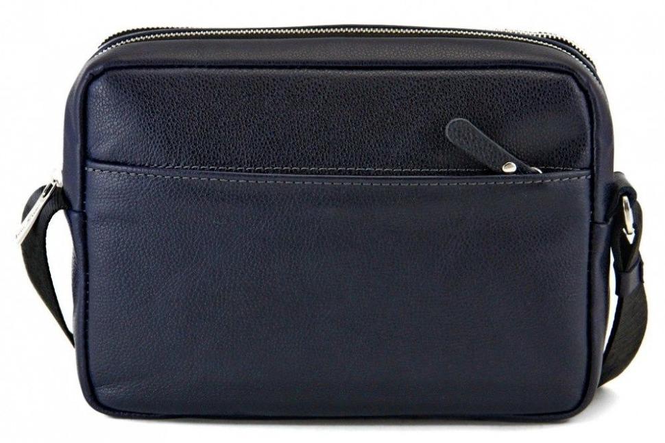 Горизонтальна сумка темно-синього кольору з натуральної шкіри Tom Stone (12203)