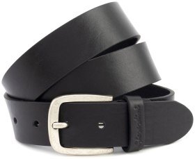 Классический ремень из итальянской кожи черного цвета Gherardini 40584