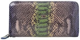 Великий жіночий шкіряний гаманець з фактурою під змію Desisan 107888 на блискавці різнокольоровий