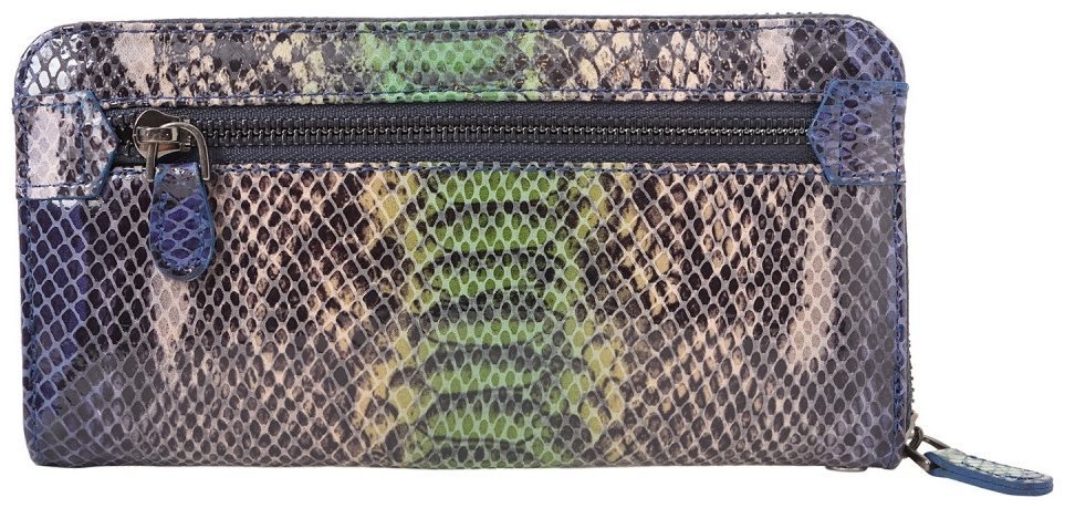 Великий жіночий шкіряний гаманець з фактурою під змію Desisan 107888 на блискавці різнокольоровий modnotak фото №2