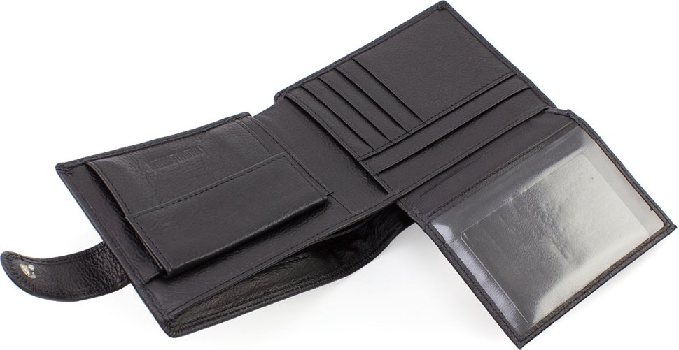 Чоловічий практичний портмоне з натуральної шкіри чорного кольору ﻿H-Leather Accessories (21535)