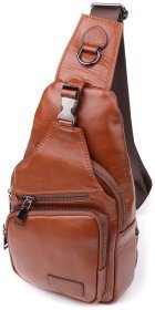 Городская мужская слинг-сумка из натуральной кожи коричневого цвета Vintage 98188