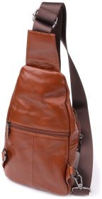 Городская мужская слинг-сумка из натуральной кожи коричневого цвета Vintage 98188