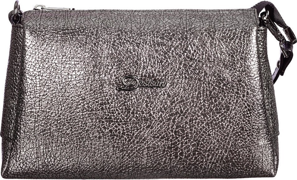 Шкіряна сумка сріблястого кольору на плече Desisan (3017-669)
