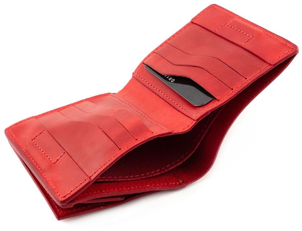Червоний маленький гаманець ручної роботи Grande Pelle (13017)