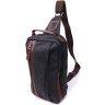 Черная мужская сумка-слинг через плечо из качественного текстиля Vintage 2422192 - 1