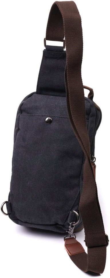 Чорна чоловіча сумка-слінг через плече із якісного текстилю Vintage 2422192