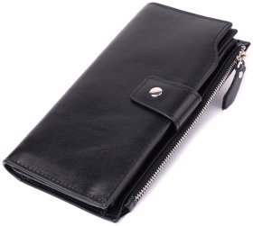 Функциональное портмоне из натуральной кожи черного цвета Vintage 2422885