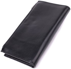 Функциональное портмоне из натуральной кожи черного цвета Vintage 2422885