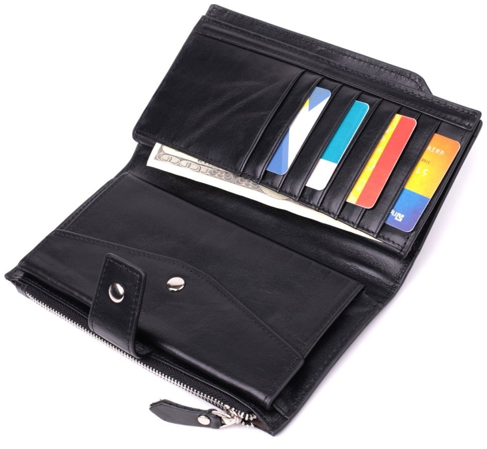 Функциональное портмоне из натуральной кожи черного цвета Vintage 2422885 фото №7 Функциональное портмоне из натуральной кожи черного цвета Vintage 2422885 modnotak фото №7