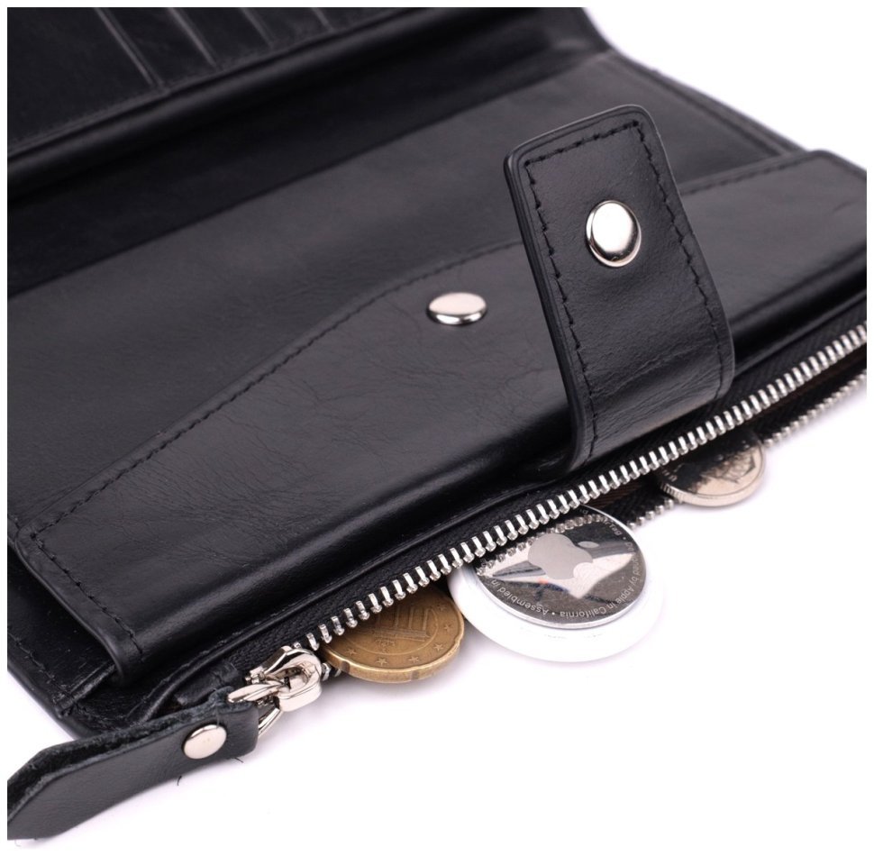 Функциональное портмоне из натуральной кожи черного цвета Vintage 2422885 фото №9 Функциональное портмоне из натуральной кожи черного цвета Vintage 2422885 modnotak фото №9