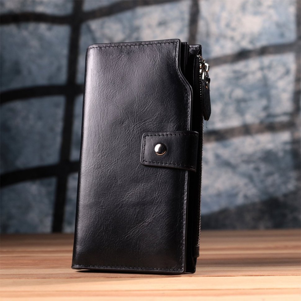 Функциональное портмоне из натуральной кожи черного цвета Vintage 2422885 фото №10 Функциональное портмоне из натуральной кожи черного цвета Vintage 2422885 modnotak фото №10