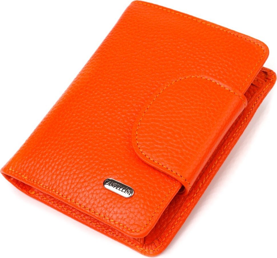 Помаранчевий жіночий гаманець середнього розміру з натуральної шкіри CANPELLINI (2421680)