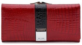 Червоний лаковий гаманець зі шкіри для жінок Ricco Grande 108988 на кнопці