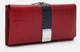 Червоний лаковий гаманець зі шкіри для жінок Ricco Grande 108988 на кнопці