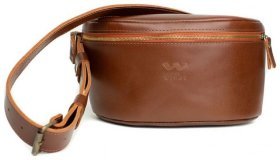 Женская поясная сумка-бананка из натуральной кожи светло-коричневого цвета BlankNote Explorer S 78988