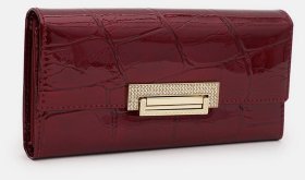Лакований шкіряний жіночий гаманець з клапаном на замку Ricco Grande 109088 червоний