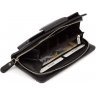 Шкіряний гаманець-клатч у чорному кольорі на зап'ясті KARYA (19609) - 7
