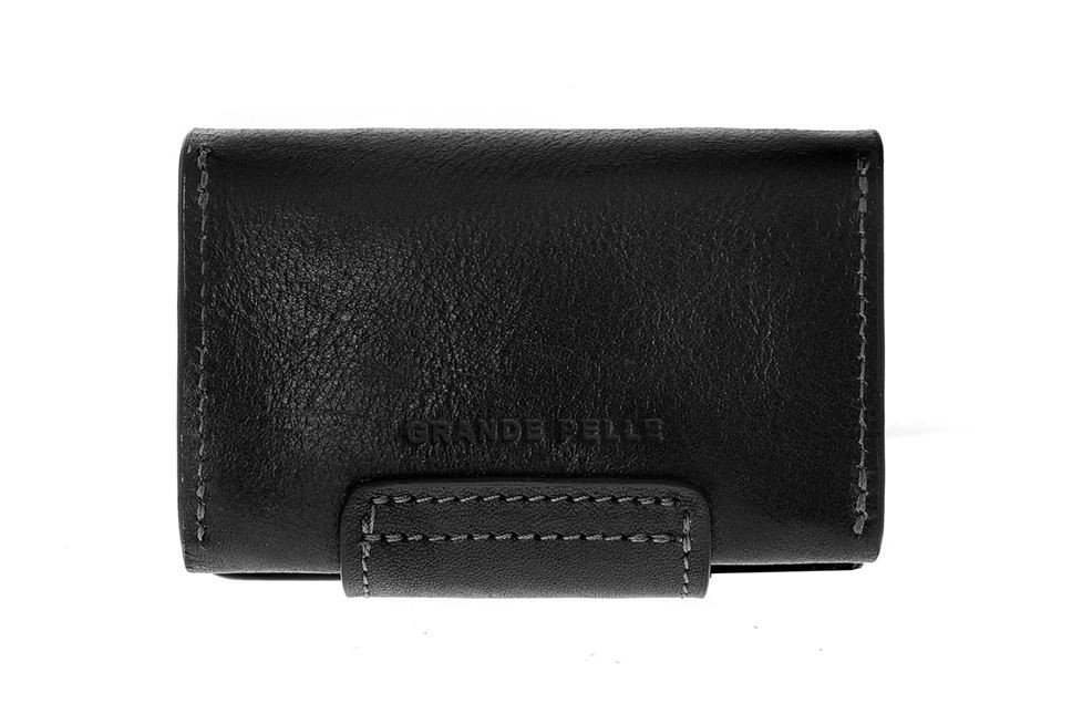 Черная карманная визитница из натуральной кожи Grande Pelle (15462) modnotak фото №8