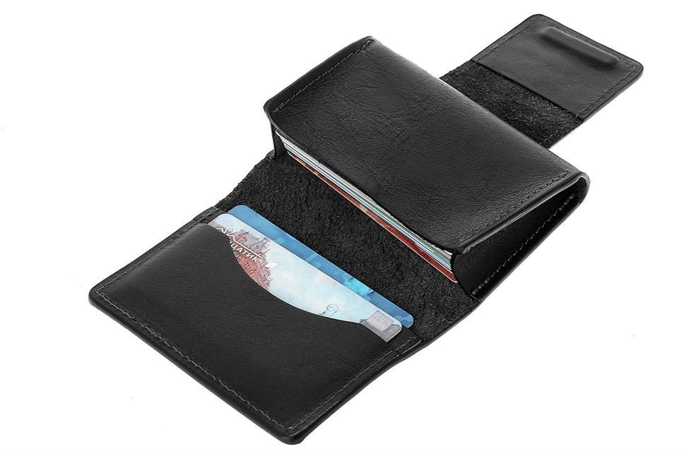 Черная карманная визитница из натуральной кожи Grande Pelle (15462) modnotak фото №9