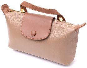 Горизонтальная женская сумка из натуральной кожи бежевого цвета Vintage 2422251