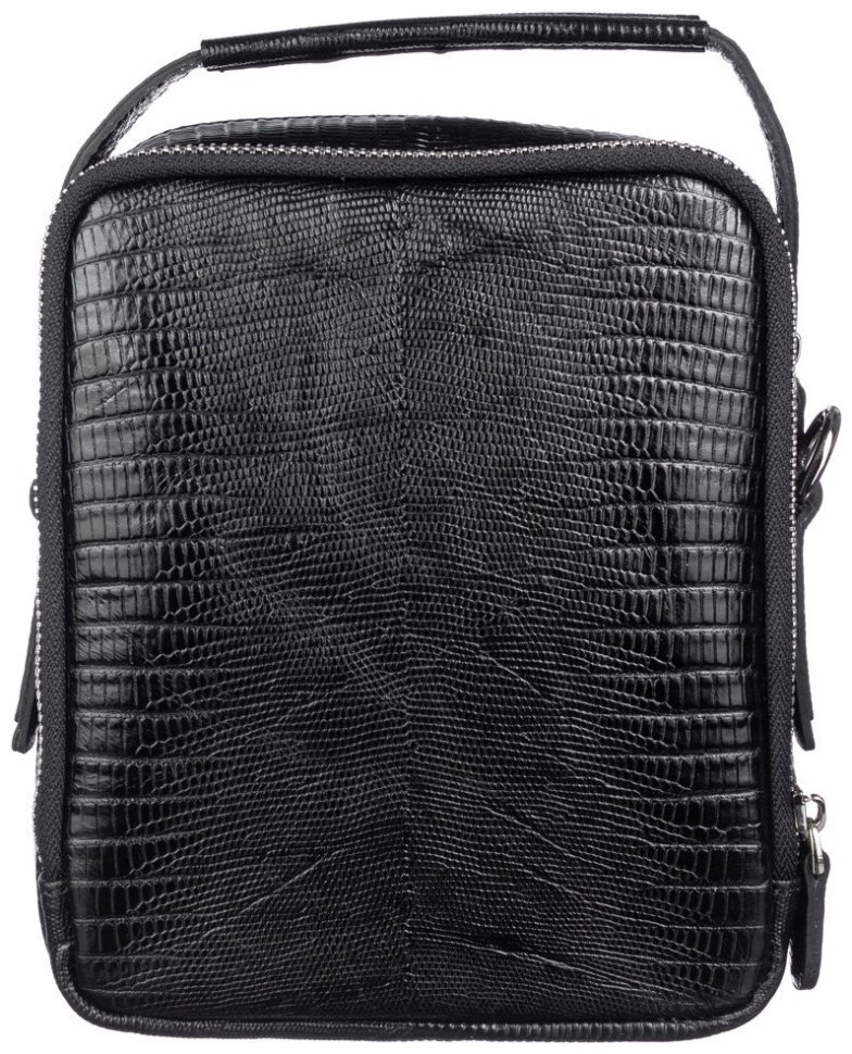 Маленькая черная мужская сумка-барсетка из натуральной кожи под рептилию DESISAN 80389 фото №2 Маленькая черная мужская сумка-барсетка из натуральной кожи под рептилию DESISAN 80389 modnotak фото №2