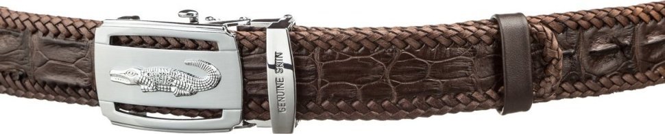 Коричневый мужской ремень автомат из натуральной кожи крокодила CROCODILE LEATHER (024-18599) фото №2 Коричневый мужской ремень автомат из натуральной кожи крокодила CROCODILE LEATHER (024-18599) modnotak фото №2